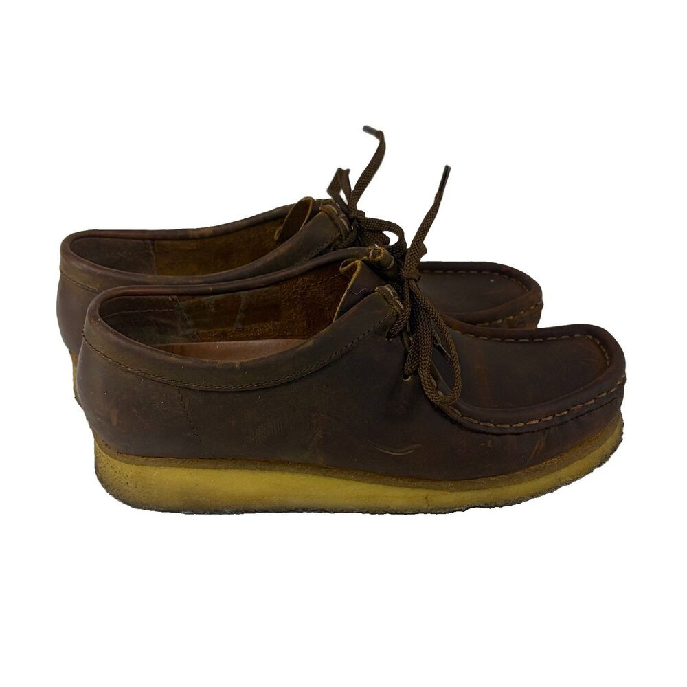 Women's Clarks Originals Wallabee Brown Leather Moccasin Chukka Shoes size 7M